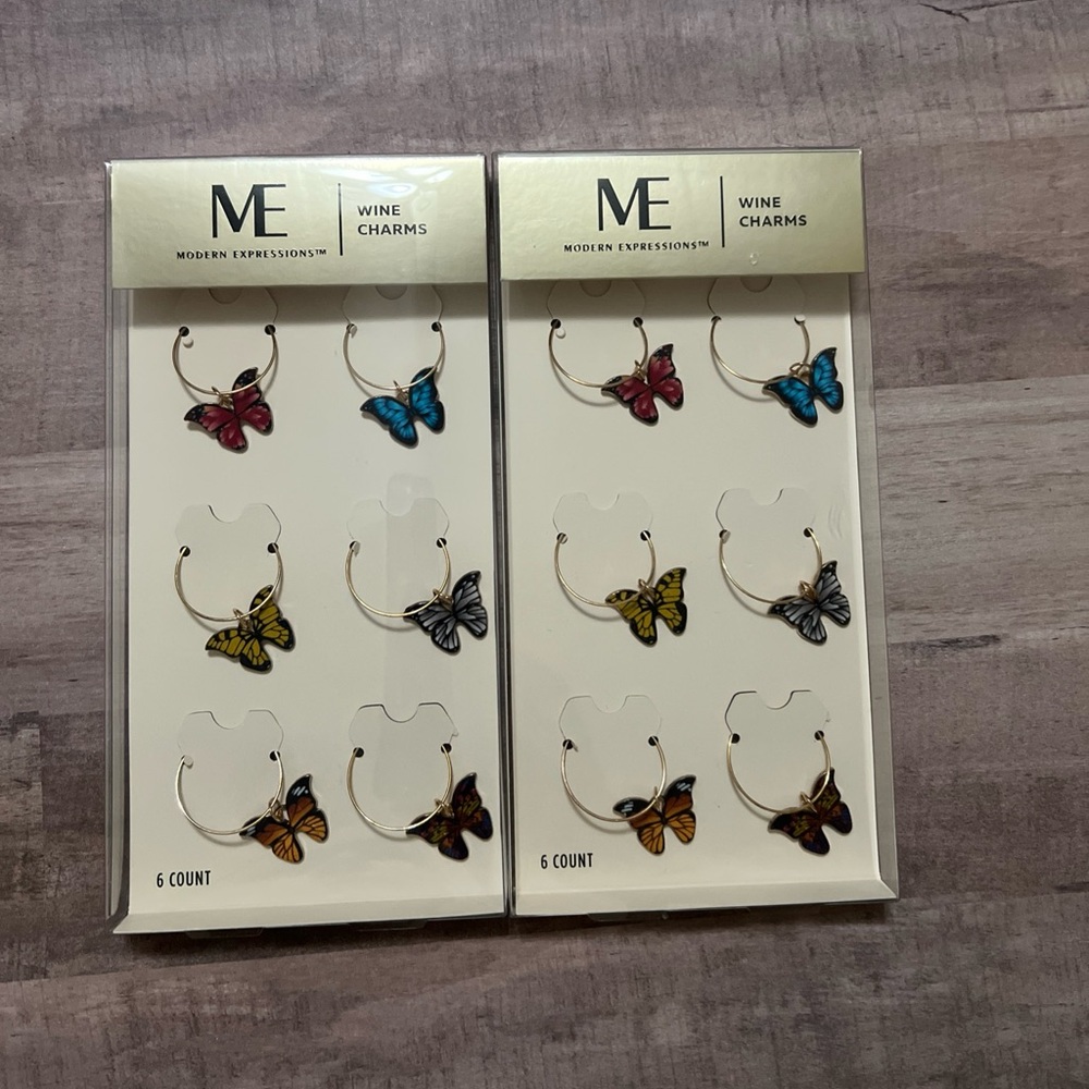 Modern Expressions Butterfly Wine Charms Set
